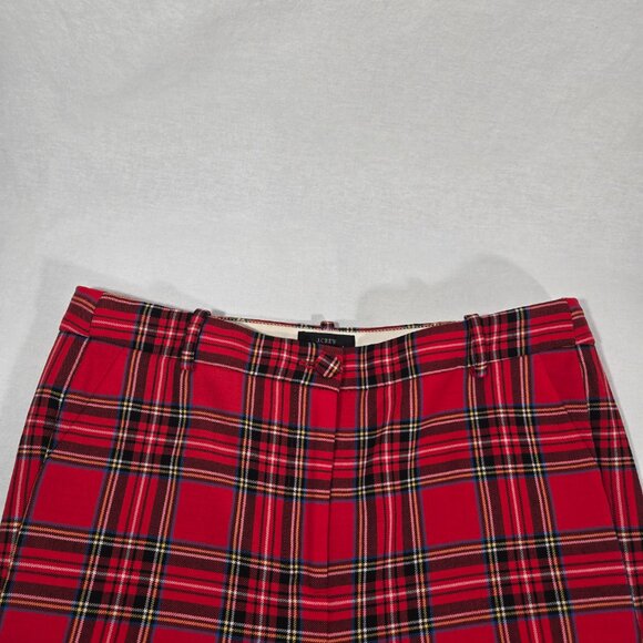 J.CREW CAMERON Academia Red Stewart Tartan Wool Hi-Rise Crop Pant Women Size 12. - Picture 6 of 17